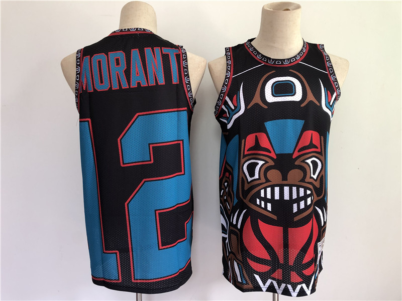 Personalized Men Memphis Grizzlies 12 Morant big face Black 2021 NBA Jersey