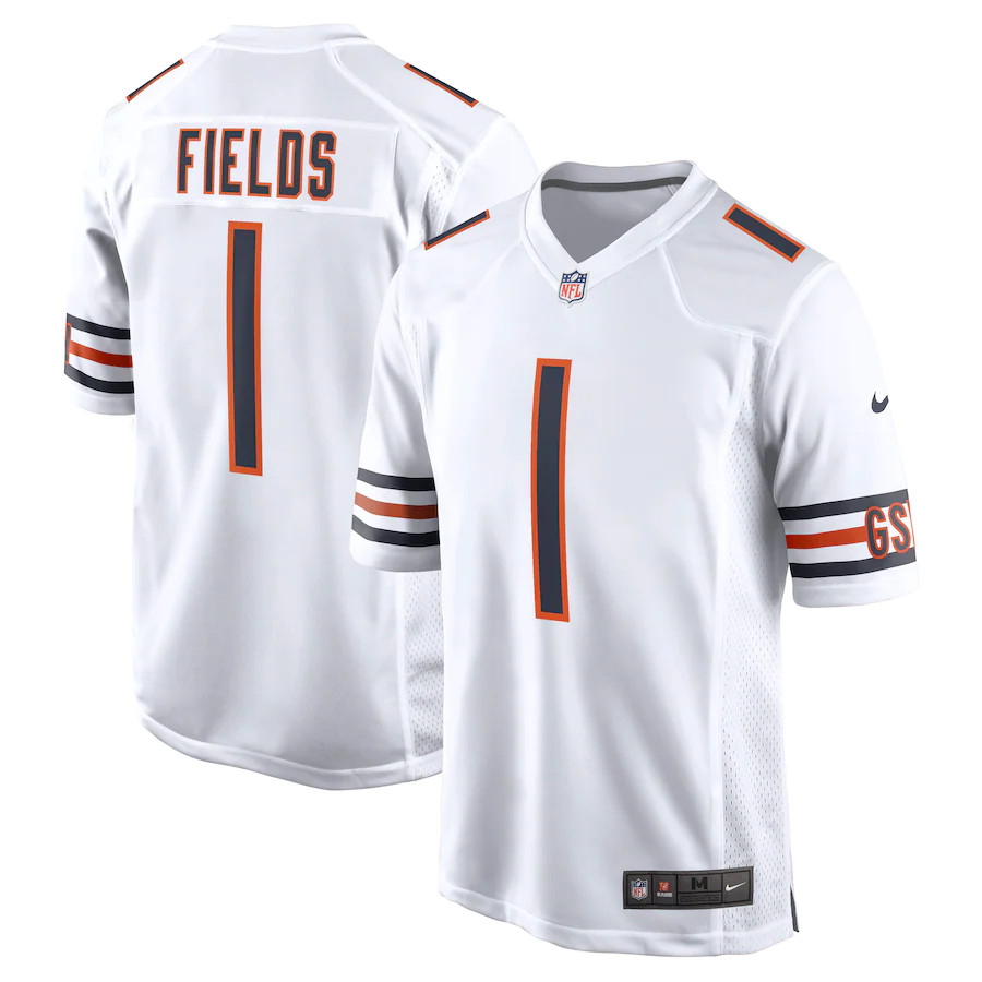 Personalized Men’s Chicago Bears #1 Justin Fields White 2021 NFL Draft Limited Jersey
