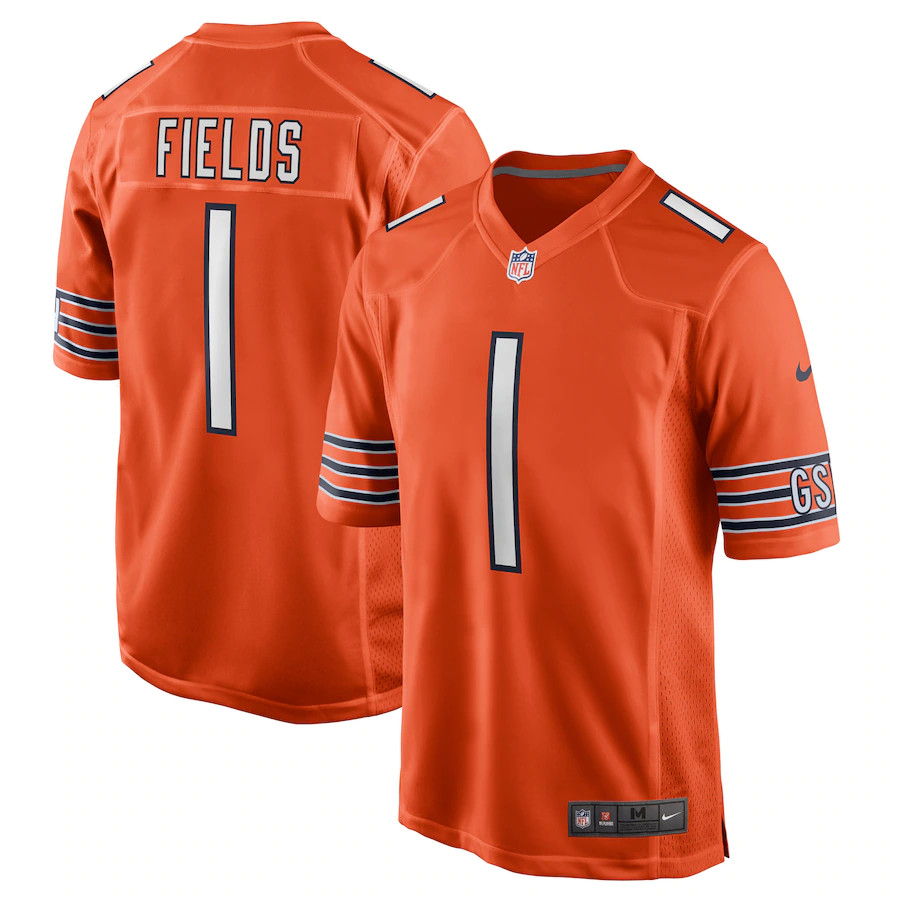 Personalized Men’s Chicago Bears #1 Justin Fields Orange 2021 NFL Draft Limited Jersey