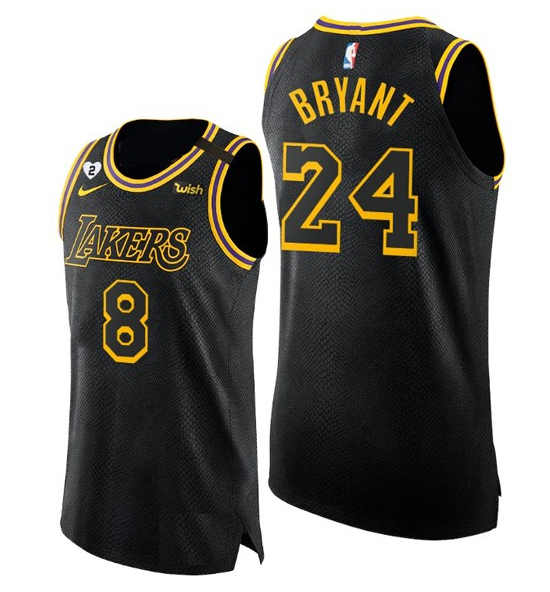 Personalized Men’s Los Angeles Lakers Front #8 Back #24 Kobe Bryant With 2 Gigi Patch Black Stitched Jersey