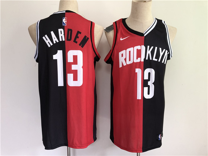 Personalized Men Houston Rockets 13 Harden 2021 past and present red black rockets MVP NBA Jersey