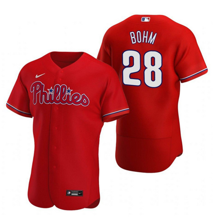 Personalized Philadelphia Phillies #28 Alec Bohm Red Alternate Jersey