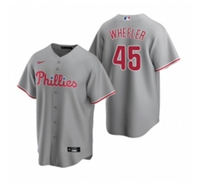 Personalized Men’s Philadelphia Phillies 45 Zack Wheeler Gray Road Stitched Baseball Jersey