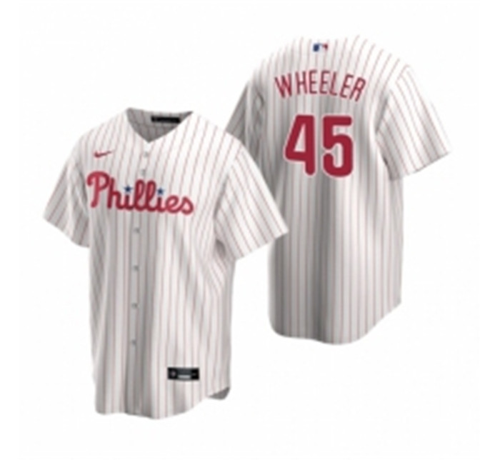 Personalized Men’s Philadelphia Phillies 45 Zack Wheeler White Home Stitched Baseball Jersey