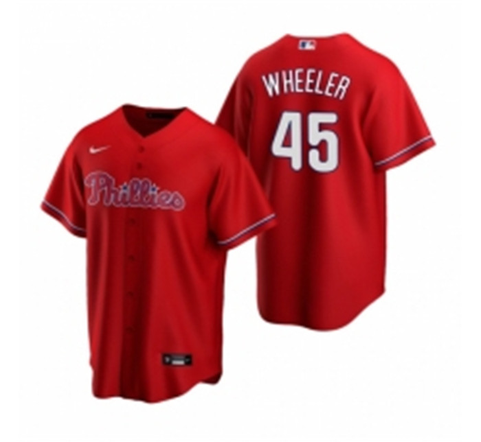 Personalized Men’s Philadelphia Phillies 45 Zack Wheeler Red Alternate Stitched Baseball Jersey