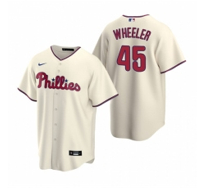 Personalized Men’s Philadelphia Phillies 45 Zack Wheeler Cream Alternate Stitched Baseball Jersey