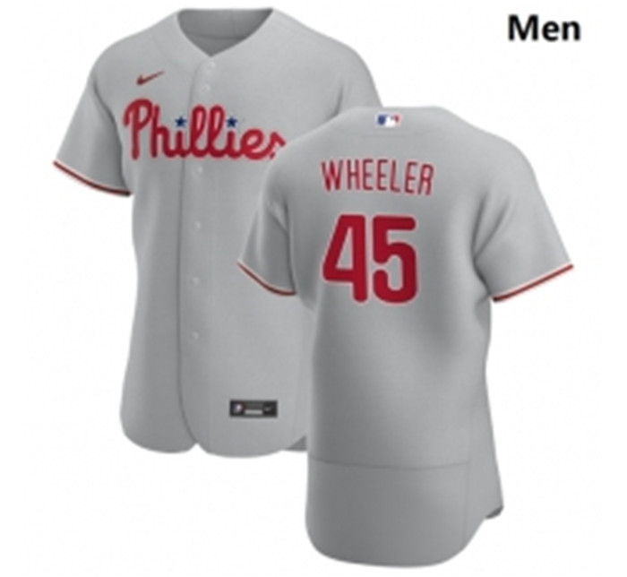 Personalized Philadelphia Phillies 45 Zack Wheeler Men Gray Road 2020 Authentic Player MLB Jersey