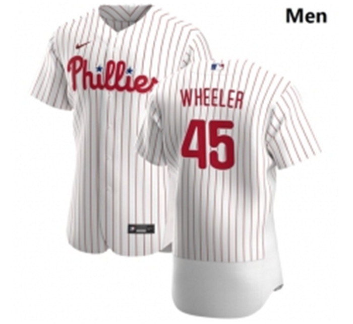 Personalized Philadelphia Phillies 45 Zack Wheeler Men White Home 2020 Authentic Player MLB Jersey