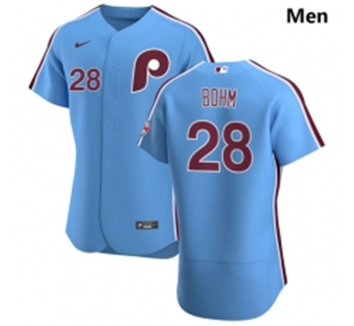 Personalized Philadelphia Phillies 28 Alec Bohm Men Light Blue Alternate 2020 Authentic Player MLB Jersey