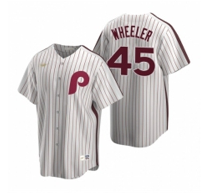 Personalized Men’s Philadelphia Phillies 45 Zack Wheeler White Cooperstown Collection Home Stitched Baseball Jersey