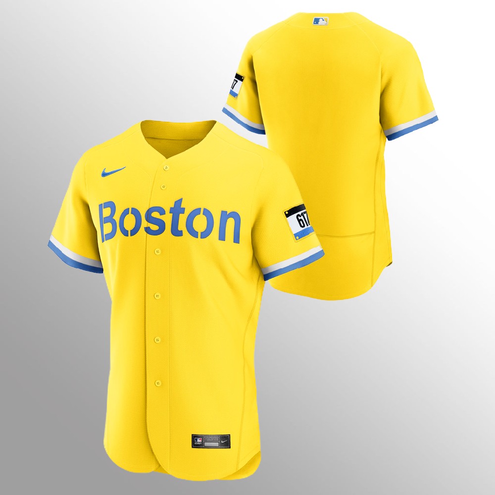 Personalized Boston Red Sox Men’s 2021 City Connect Gold Authentic MLB Jersey