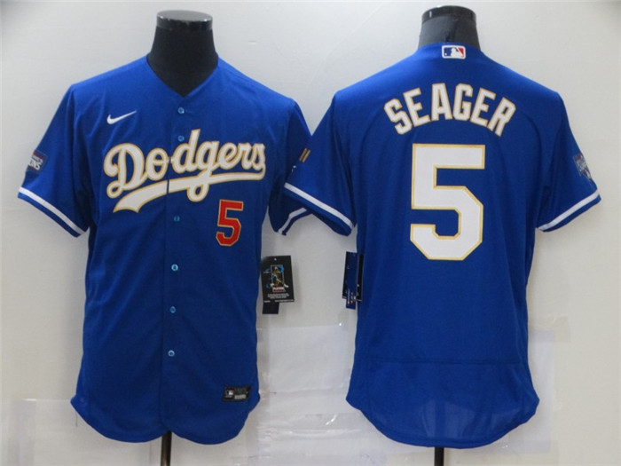 Personalized Dodgers 5 Corey Seager Royal 2021 Gold Program Flexbase Jersey