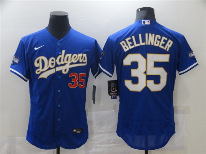Personalized Dodgers 35 Cody Bellinger Royal 2021 Gold Program Flexbase Jerseys