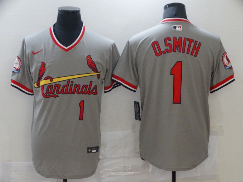 Personalized Men St.Louis Cardinals 1 O.Smith Grey Game 2021 MLB Jersey