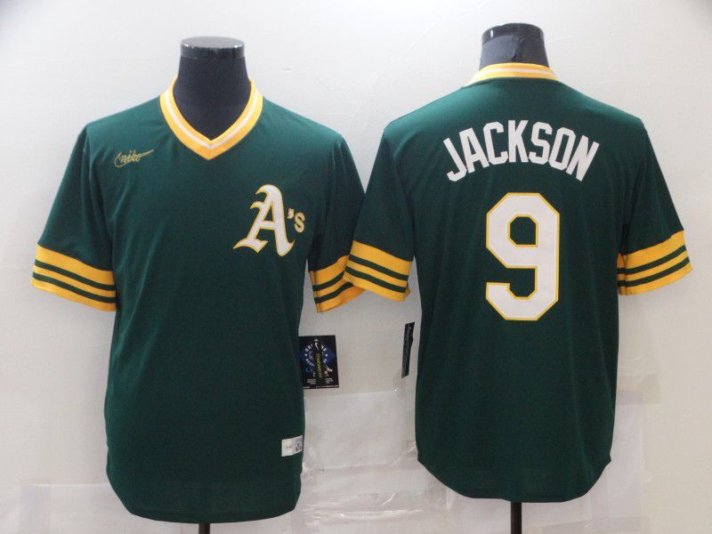 Personalized Men Oakland Athletics 9 Jackson Green Game MLB Jersey