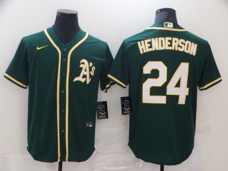 Personalized Men Oakland Athletics 24 Henderson Green Game 2021 MLB Jersey