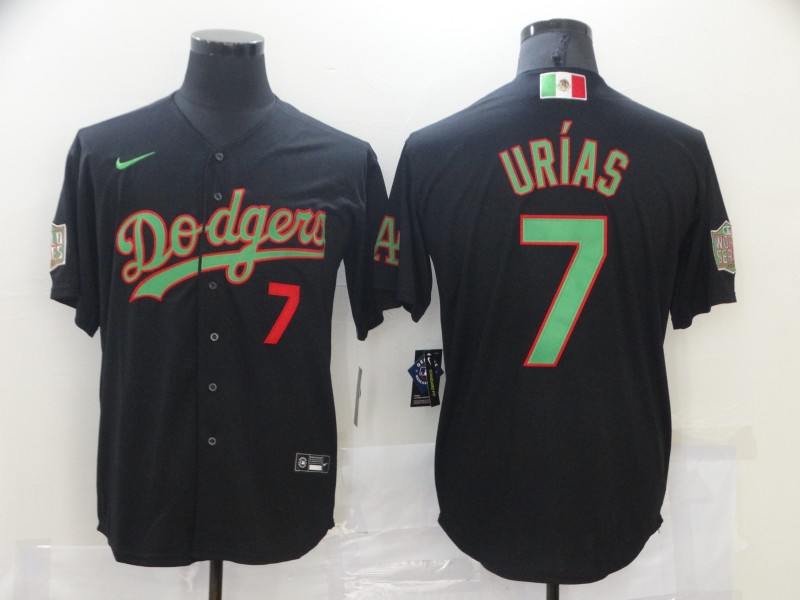 Personalized Dodgers 7 Julio Urias Black World Series Cool Base Jersey