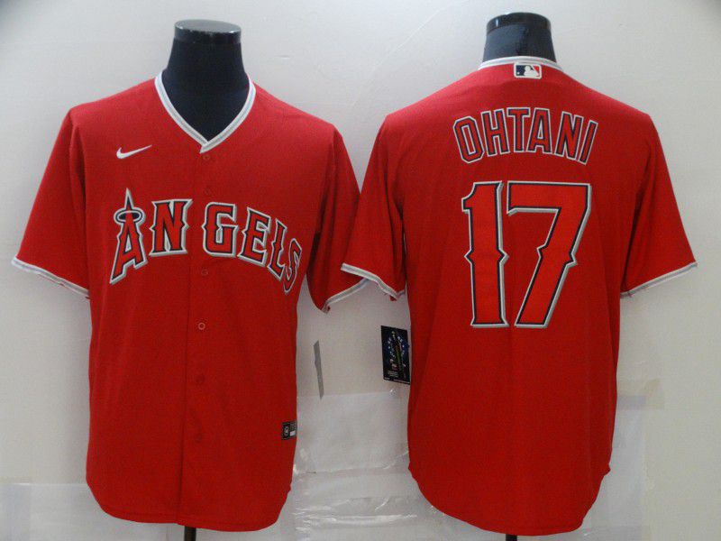Personalized Men Los Angeles Angels 17 Ohtani Red Game 2021 MLB Jersey