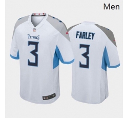 Personalized Men Tennessee Titans #3 Caleb Farley White Blue 2021 Draft Jersey