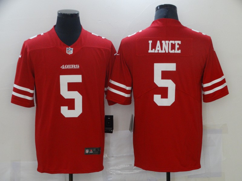 Personalized Men San Francisco 49ers #5 Trey Lance Jersey Scarlet 2021 Limited Football
