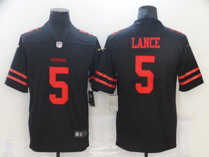 Personalized Men San Francisco 49ers #5 Trey Lance Jersey Black 2021 Limited Football
