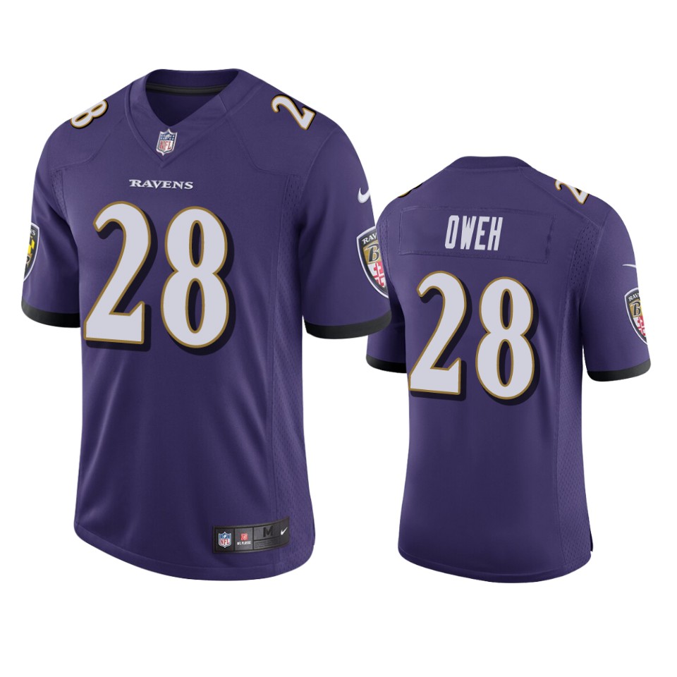 Personalized Men’s Ravens #28 Jayson Oweh Purple Limited 2021 NFL Draft Jersey