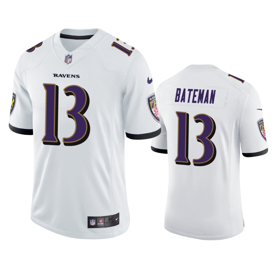 Personalized Men’s Ravens #13 Rashod Bateman White Limited 2021 NFL Draft Jersey