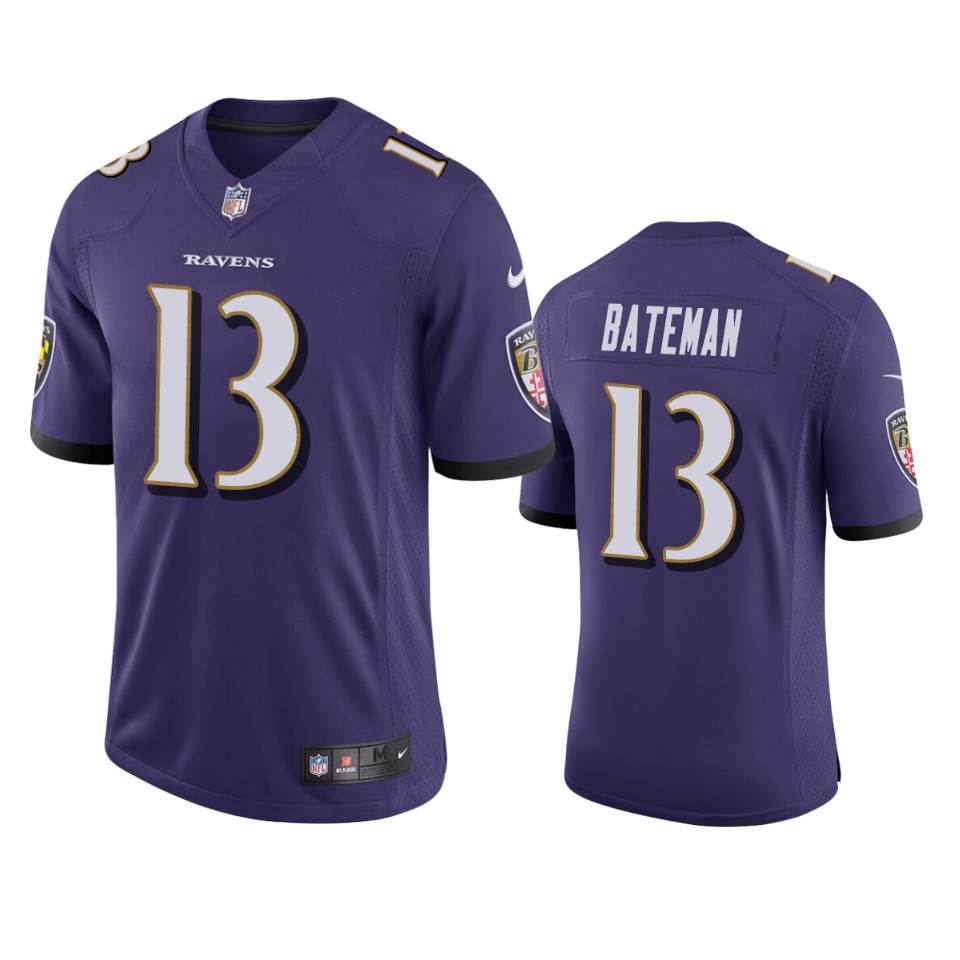 Personalized Men’s Ravens #13 Rashod Bateman Purple Limited 2021 NFL Draft Jersey