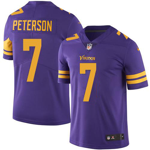 Personalized Vikings #7 Patrick Peterson Purple Men’s Stitched NFL Limited Rush Jersey
