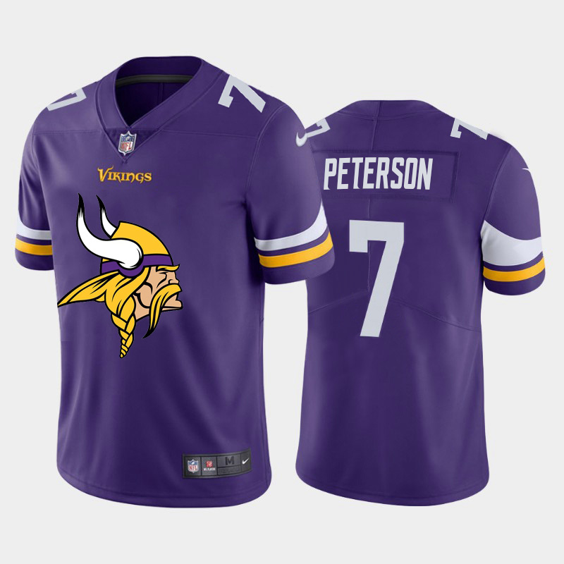 Personalized Minnesota Vikings #7 Patrick Peterson Purple Men’s Big Team Logo Limited NFL Jersey