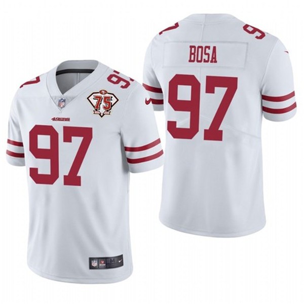 Personalized 49ers 97 Nick Bosa White 75th Anniversary Untouchable Limited Jersey