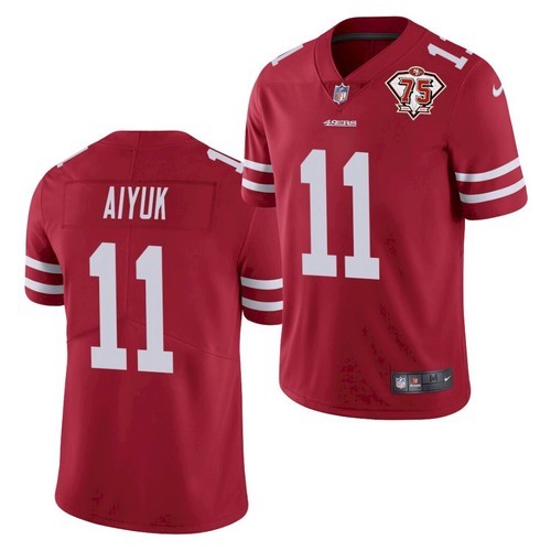 Personalized 49ers 11 Brandon Aiyuk Red 75th Anniversary Untouchable Limited Jersey