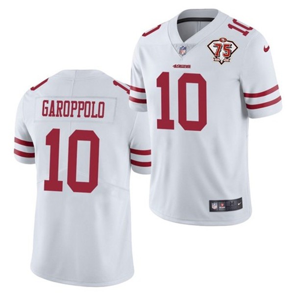 Personalized 49ers 10 Jimmy Garoppolo White 75th Anniversary Untouchable Limited Jersey