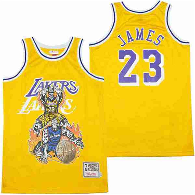 Personalized Men’s Los Angeles Lakers #23 LeBron James skeleton Stitched Jersey