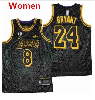 Personalized Women Los Angeles Lakers Front #8 Back #24 Kobe Bryant With 2 Gigi Patch Black Stitched Jersey