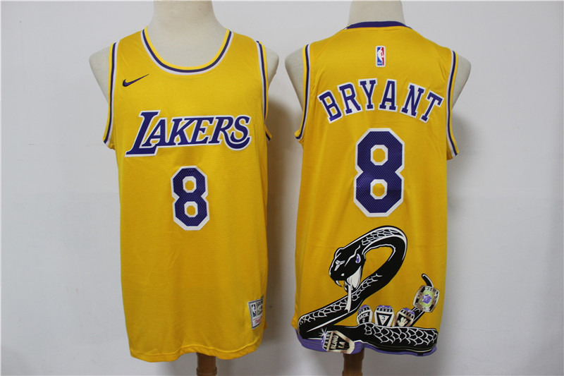 Personalized Lakers 8 Kobe Bryant Yellow Swingman Fashion Jersey