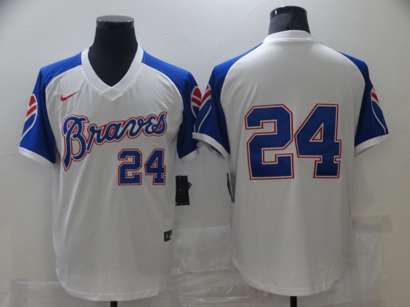 Personalized Braves 24 Deion Sanders White Turn Back The Clock Jersey