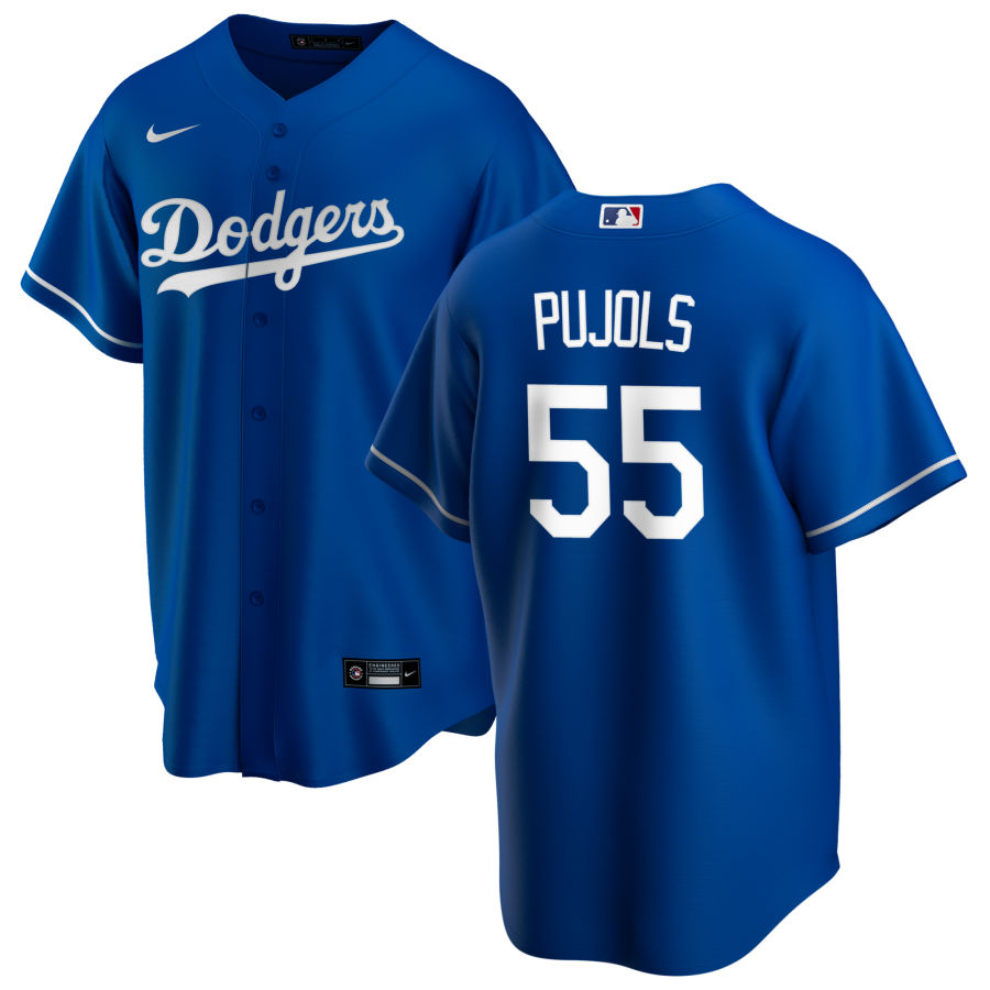 Personalized Men’s Los Angeles Dodgers #55 Albert Pujols Blue Stitched Cool base Jersey