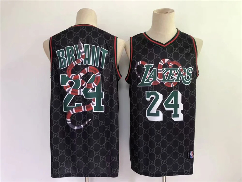 Personalized Lakers 24 Kobe Bryant Black Mamba Swingman Fashion Jersey