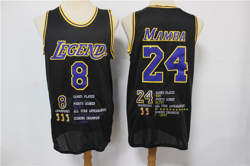 Personalized Lakers 8 &24 Kobe Bryant Black Mamba Swingman Fashion Jersey