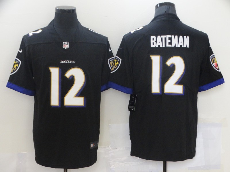 Personalized Men’s Baltimore Ravens #12 Rashod Bateman 2021 Untouchable Black Stitched Jersey