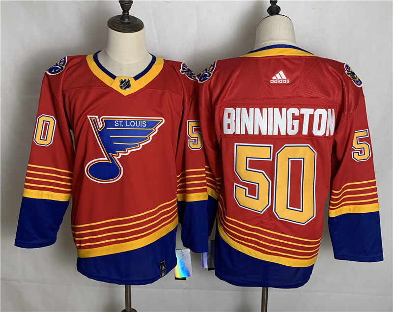 Personalized Blues 50 Jordan Binnington Red 2020-21 Reverse Retro Jersey