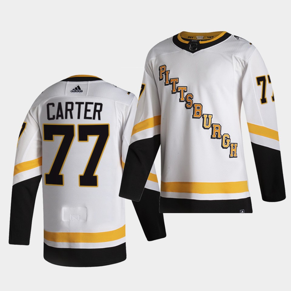 Personalized Men’s Pittsburgh Penguins #77 Jeff Carter 2021 Reverse Retro White Jersey