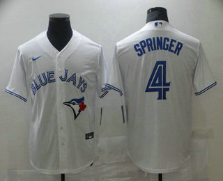 Personalized Men’s Toronto Blue Jays #4 George Springer White Stitched MLB Cool Base Jersey