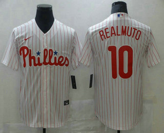 Personalized Men’s Philadelphia Phillies #10 J.T. Realmuto White Stitched MLB Cool Base Jersey
