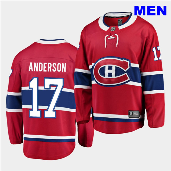 Personalized Men’s Montreal Canadiens #17 Josh Anderson 2020-21 Home Men Red Breakaway Player Jersey