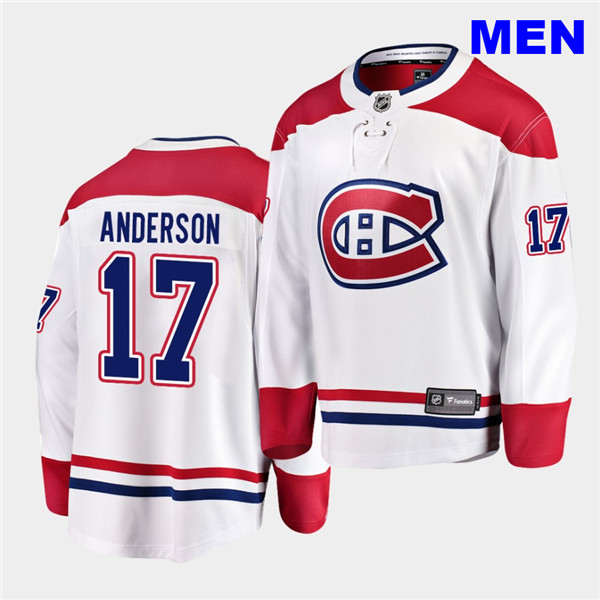 Personalized Men’s Montreal Canadiens #17 Josh Anderson 2020-21 Away White Breakaway Player WhiteJersey