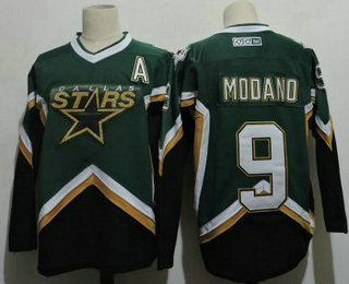 Personalized Men’s Dallas Stars #9 Mike Modano 2005 Green CCM Throwback Stitched Vintage Hockey Jersey