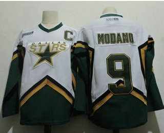 Personalized Men’s Dallas Stars #9 Mike Modano 2005 White CCM Throwback Stitched Vintage Hockey Jersey