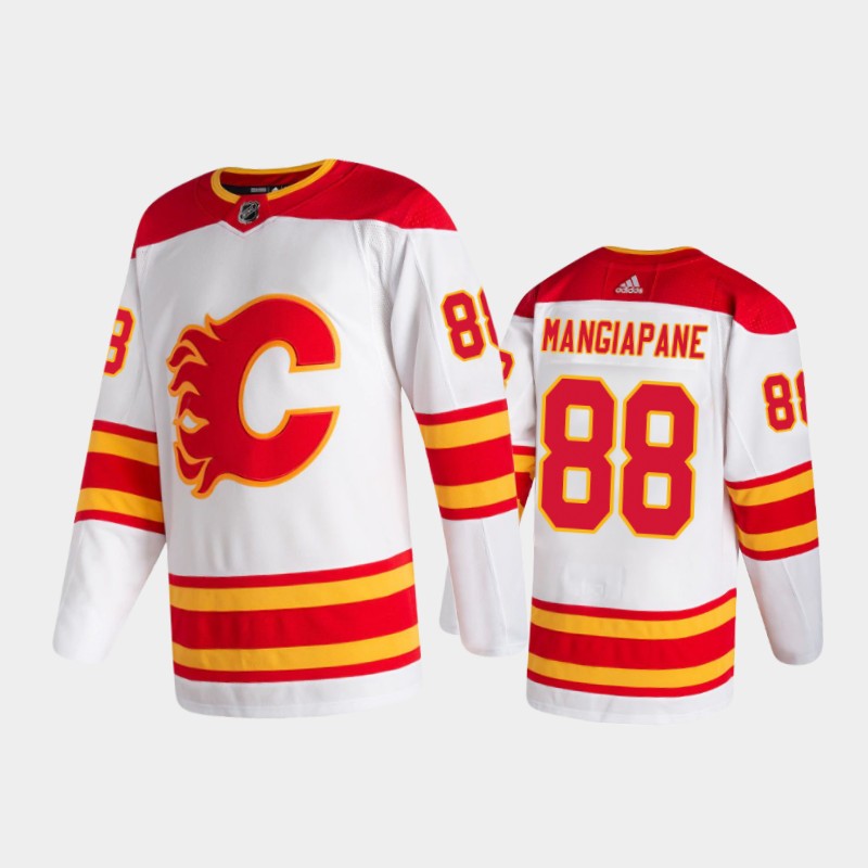 Personalized Men’s Calgary Flames #88 Andrew Mangiapane Away White 2020-21 Authentic Pro Jersey